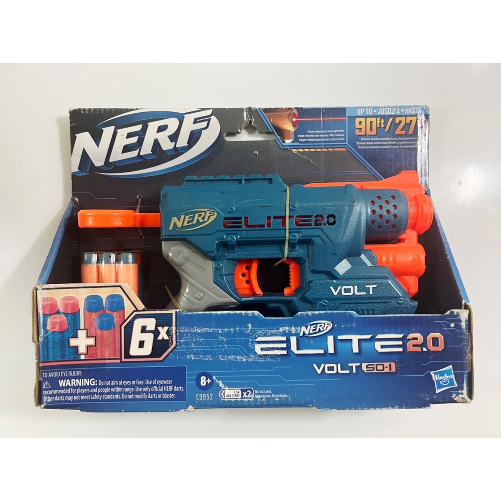 NERF Elite 2.0 Volt SD-1 Blaster, 6 Darts, Light Beam, Travels Up To‎ 90 ft New